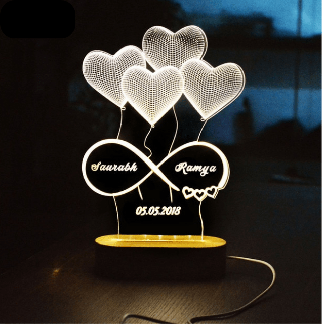Lampe Personnalisée Cœur Love 2 - LampePhoto