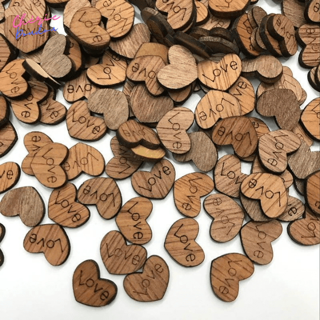Mini-cœur en bois, 100 pièces cheriedoudou