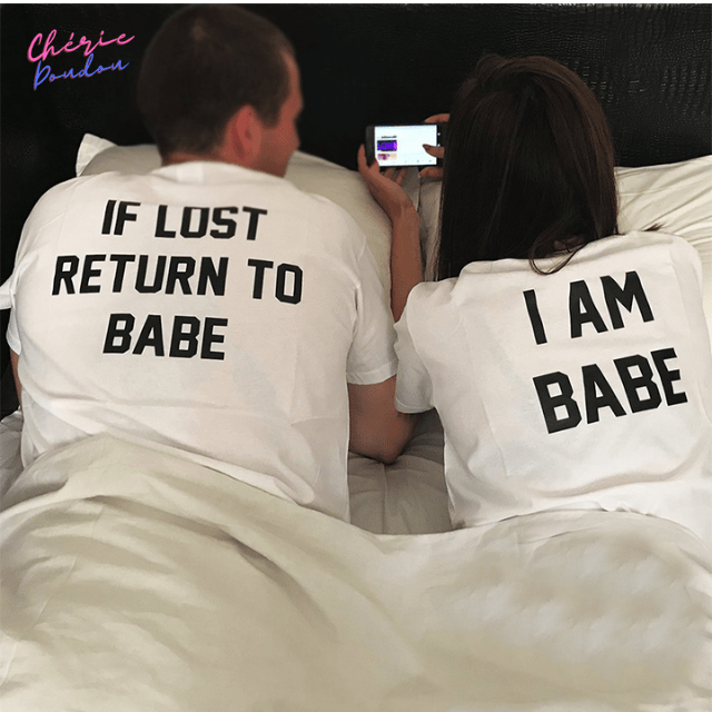 T-shirt couple If lost  Return to babe cheriedoudou
