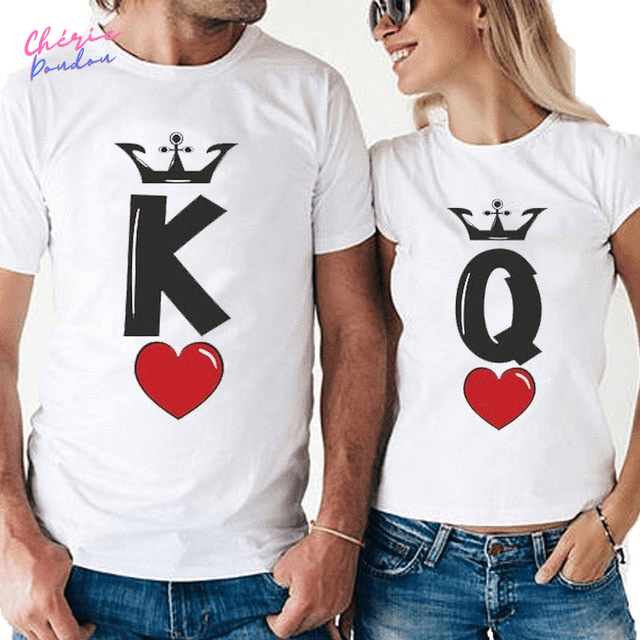 T-shirts couple Dame et Roi cheriedoudou