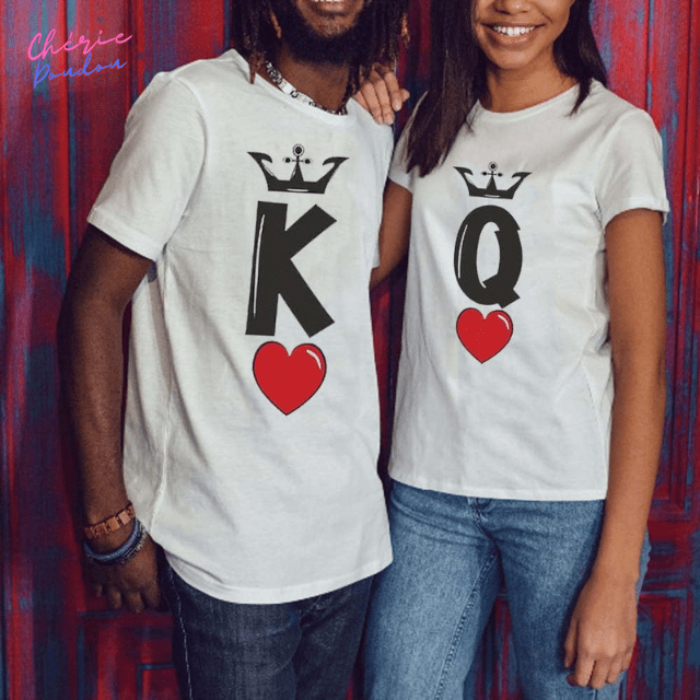 T-shirts couple Dame et Roi cheriedoudou