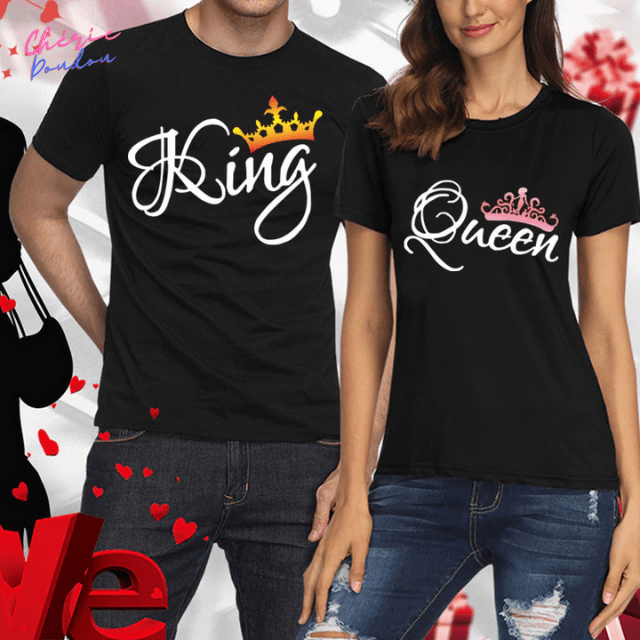 T-shirts couple King & Queen cheriedoudou